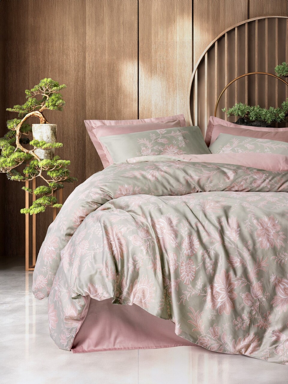 Lenjerie de pat dubla Super King (FR), 3 piese, L'essentiel Maison, Betula, Roz pudra - imagine 7